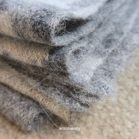 NWOT Grey Knit Camo Scarf Wool Alpaca - Picture 13 of 13